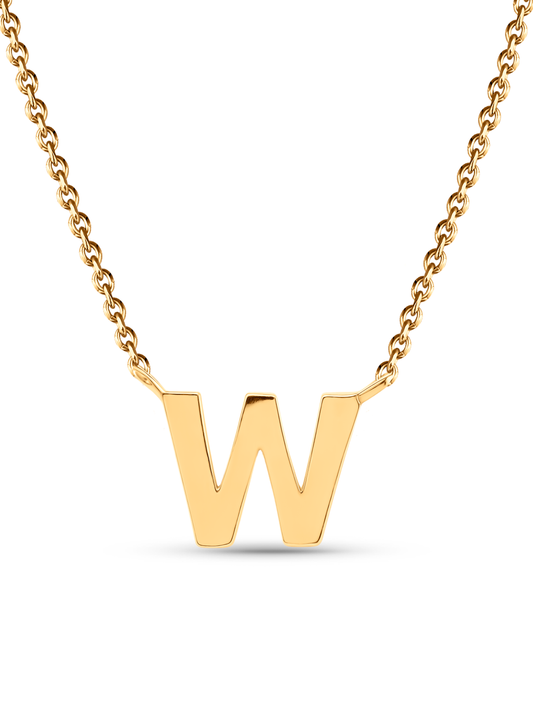 Initial W Necklace In Gold