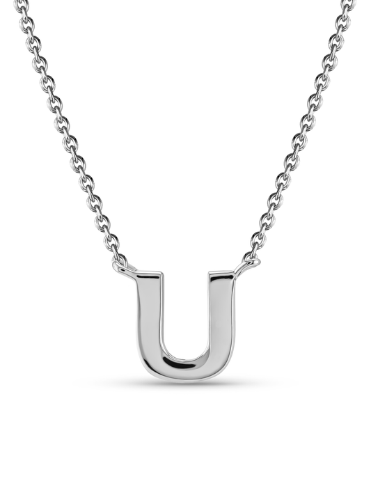 Initial U Necklace In Silver