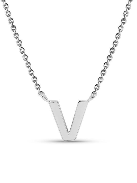 Initial V Necklace In Silver
