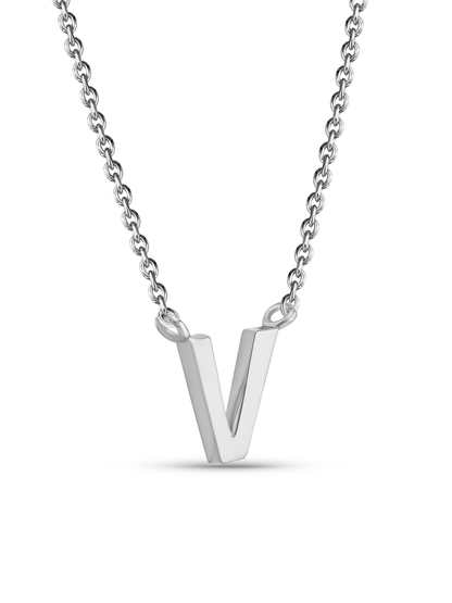Initial V Necklace In Silver