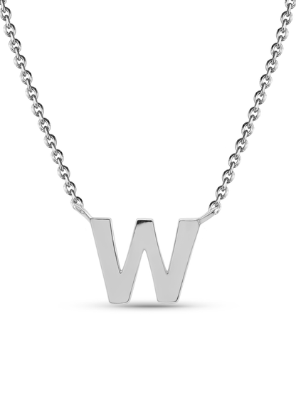 Initial W Necklace In Silver