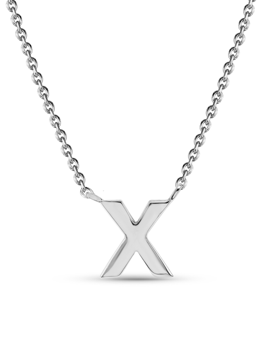 Initial X Necklace In Silver