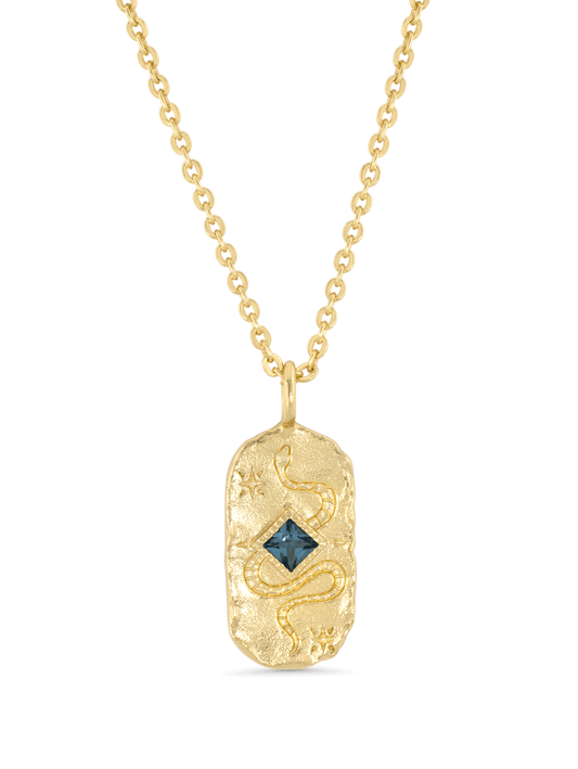 Amulet Snake Tag Pendant Necklace In Gold