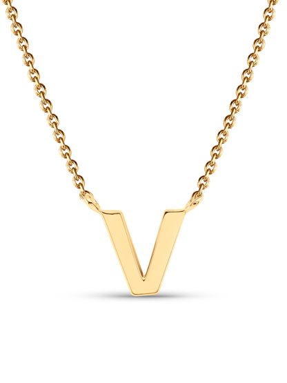Initial V Necklace In Gold
