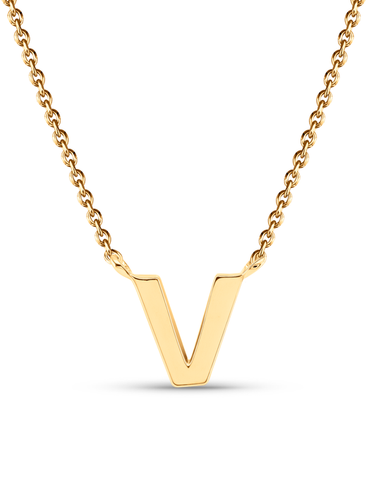 Initial V Necklace In Gold