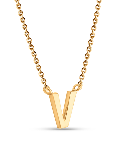Initial V Necklace In Gold