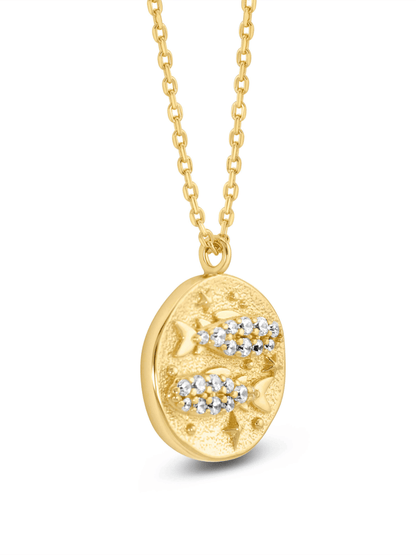 Pisces Horoscope Pendant Necklace In Gold