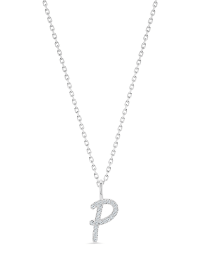 Pavé P Initial Pendant Necklace In Silver