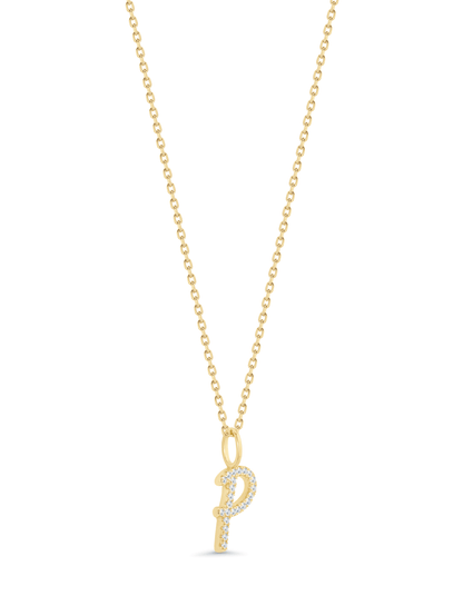 Pavé P Initial Pendant Necklace In Gold