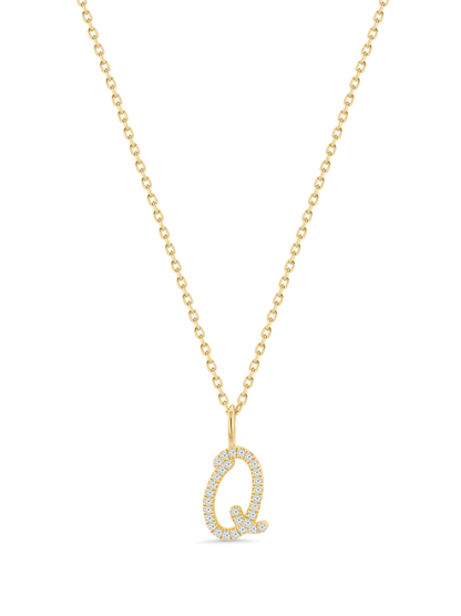 Pavé Q Initial Pendant Necklace In Gold