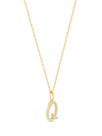 Pavé Q Initial Pendant Necklace In Gold