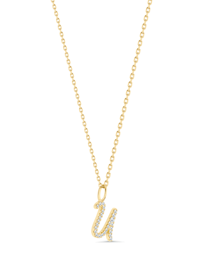 Pavé U Initial Pendant Necklace In Gold
