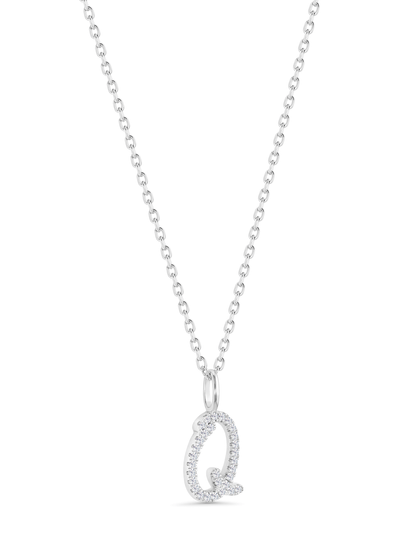 Pavé Initial Pendant Necklace in Silver