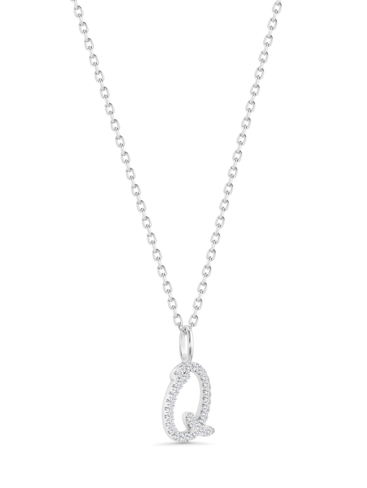 Pavé W Initial Pendant Necklace In Silver