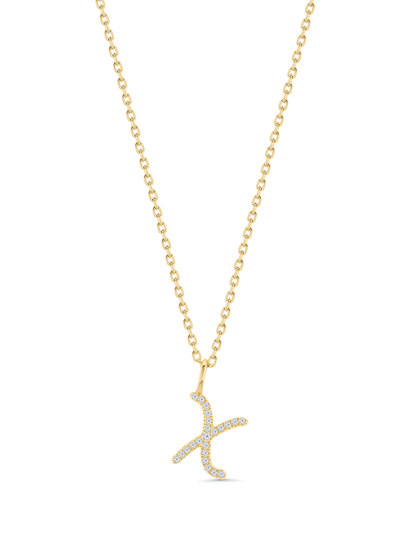 Pavé X Initial Pendant Necklace In Gold