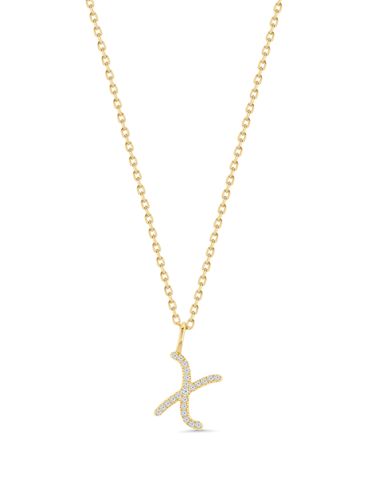 Pavé X Initial Pendant Necklace In Gold