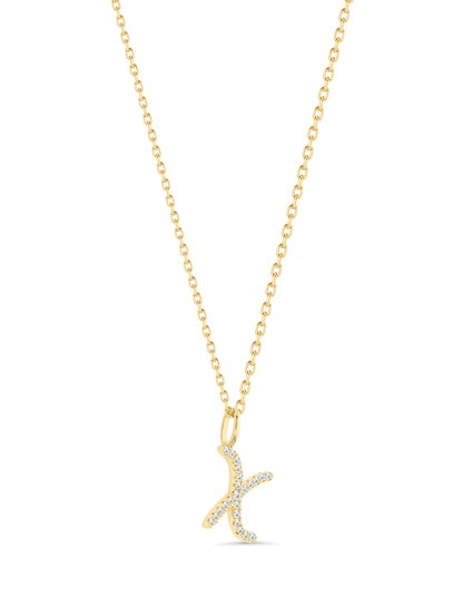 Pavé X Initial Pendant Necklace In Gold