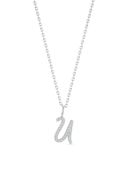 Pavé U Initial Pendant Necklace In Silver