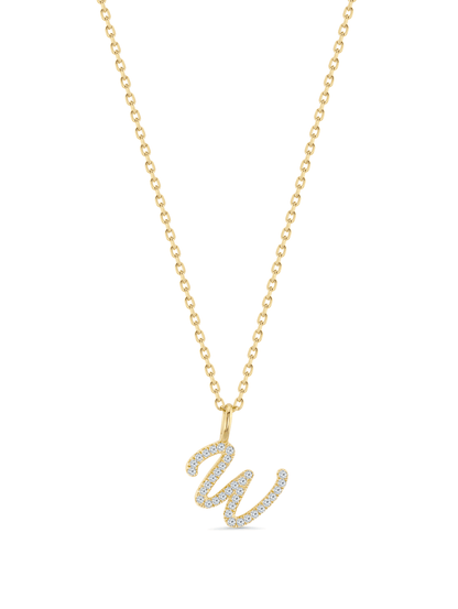 Pavé W Initial Pendant Necklace In Gold