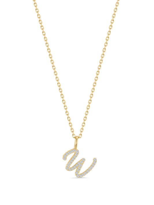 Pavé W Initial Pendant Necklace In Gold