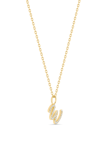 Pavé W Initial Pendant Necklace In Gold