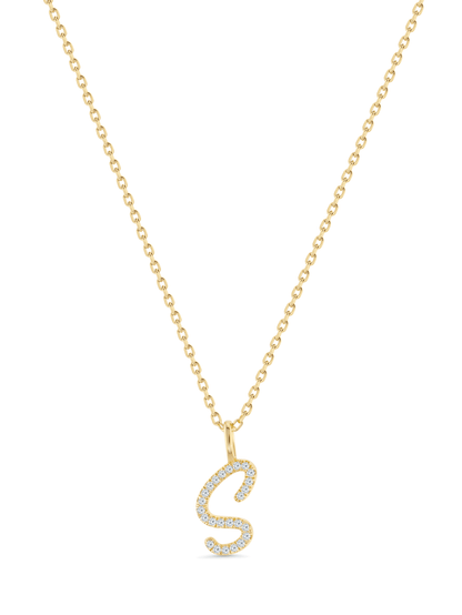 Pavé Initial Pendant Necklace in Gold
