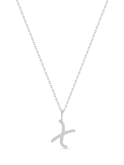 Pavé X Initial Pendant Necklace In Silver
