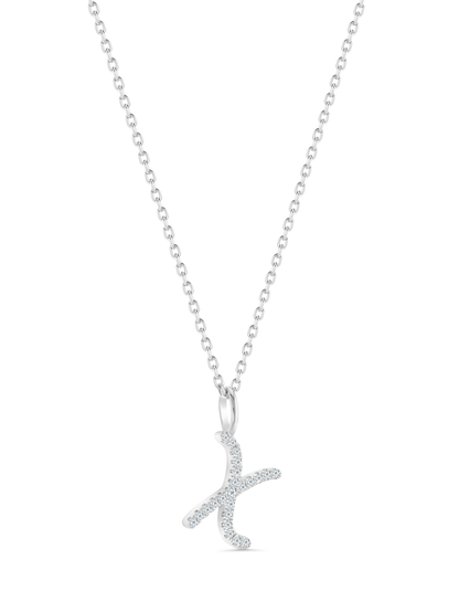 Pavé X Initial Pendant Necklace In Silver