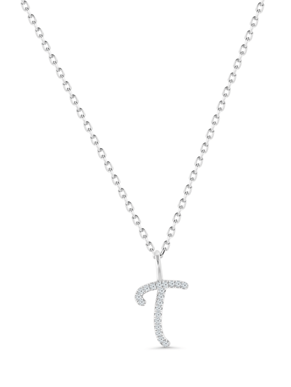Pavé T Initial Pendant Necklace In Silver