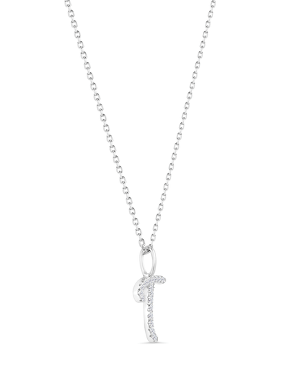 Pavé T Initial Pendant Necklace In Silver