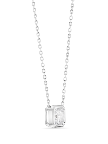 Square Crystal Pendant Necklace In Silver