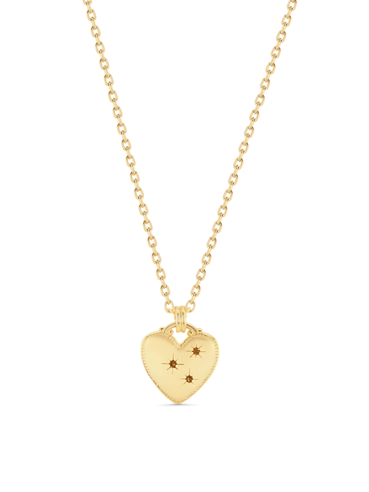 Star-Studded Heart Pendant Necklace In Gold