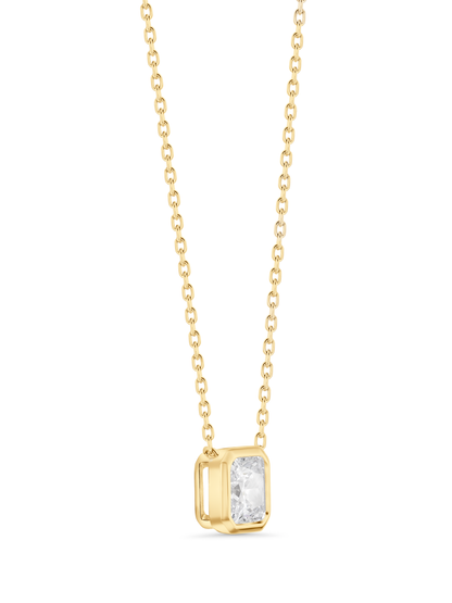 Square Crystal Pendant Necklace In Gold