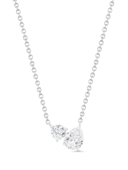 Tusk Double Crystal Pendant Necklace In Silver