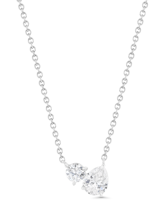 Tusk Double Crystal Pendant Necklace In Silver
