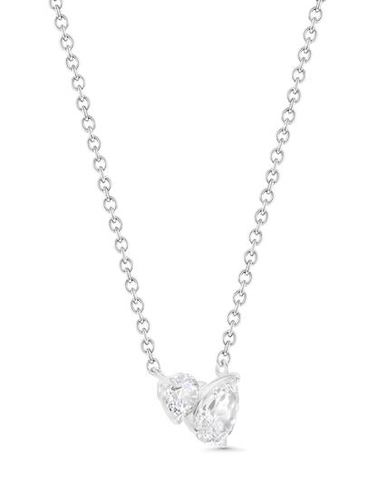 Tusk Double Crystal Pendant Necklace In Silver