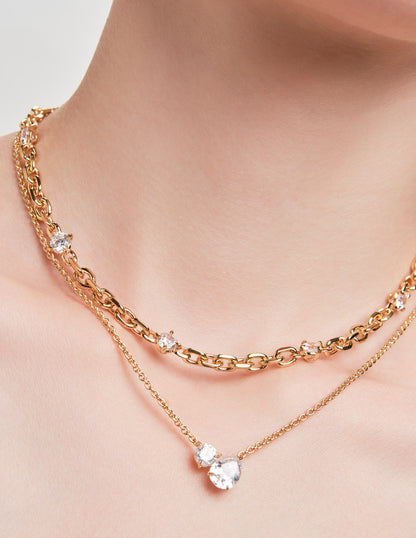 Tusk Double Crystal Pendant Necklace In Gold