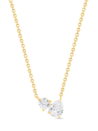 Tusk Double Crystal Pendant Necklace In Gold