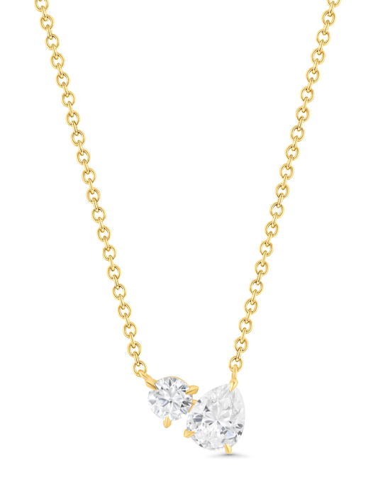 Tusk Double Crystal Pendant Necklace In Gold