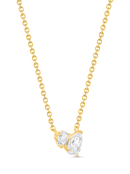 Tusk Double Crystal Pendant Necklace In Gold