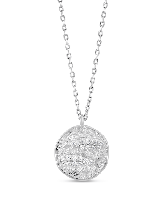 Pisces Horoscope Pendant Necklace In Silver