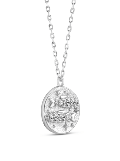 Pisces Horoscope Pendant Necklace In Silver
