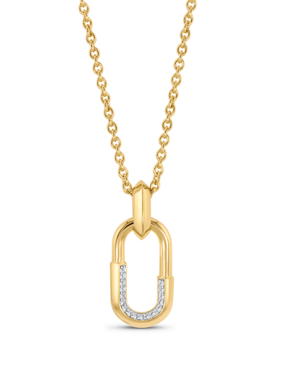 Pavé Link Pendant Necklace in Gold