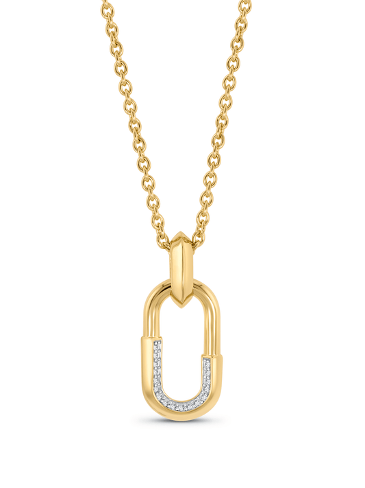 Pavé Link Pendant Necklace in Gold