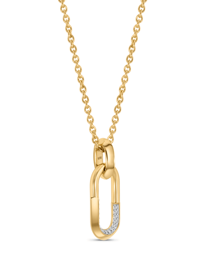 Pavé Link Pendant Necklace in Gold