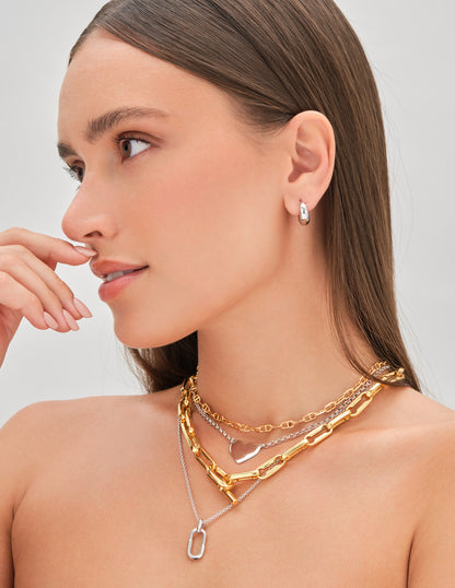 Pavé Link Pendant Necklace in Silver