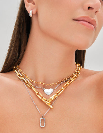 Pavé Link Pendant Necklace in Silver