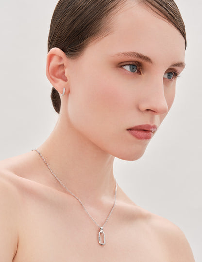 Pavé Link Pendant Necklace in Silver