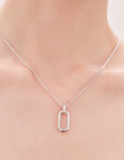 Pavé Link Pendant Necklace in Silver