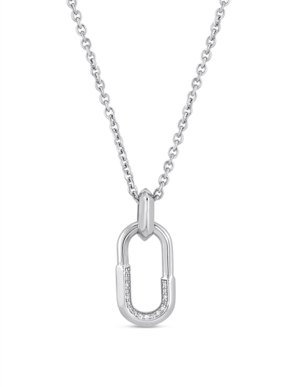 Pavé Link Pendant Necklace in Silver